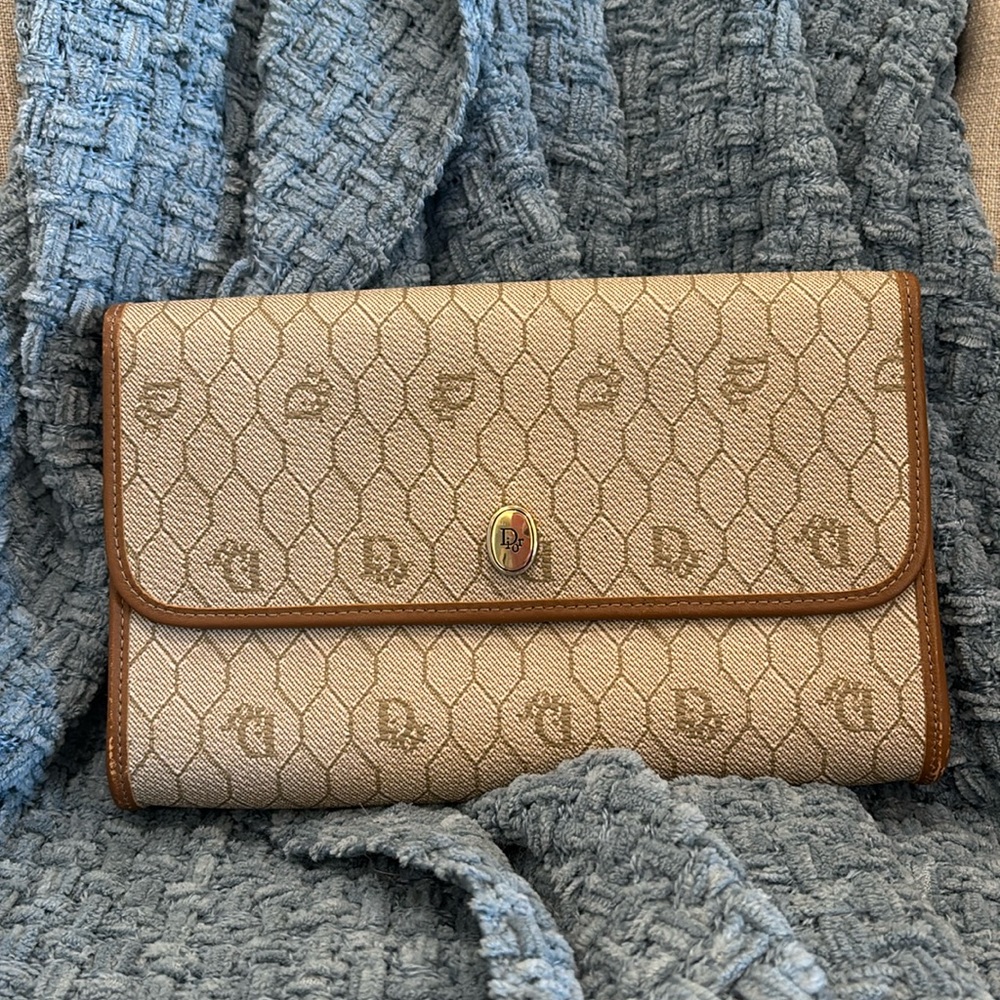 Vintage Dior Clutch with Gold Chain Shoulder or Crossbody Strap